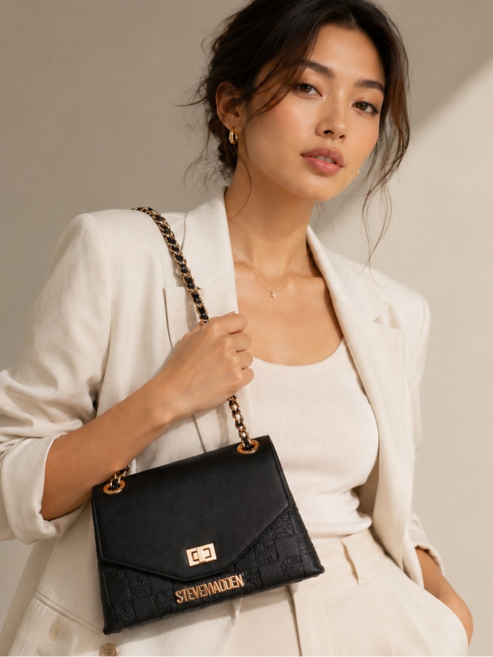 Steve Madden black and gold shoulder bag
